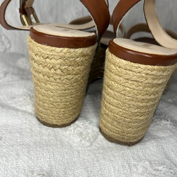 Nine West Espadrille Wedge Sandals Cheetah Print Calf Hair Animal Print Size 8.5 - Picture 4 of 8